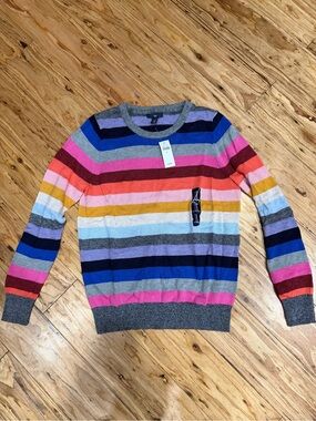 Womens Multicolor Stripe Crewneck Sweater